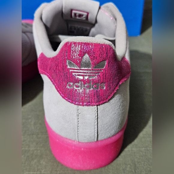 Adidas Superstars ASW Women's Gray suede Sneakers with Pink Sole - Picture 11 of 14